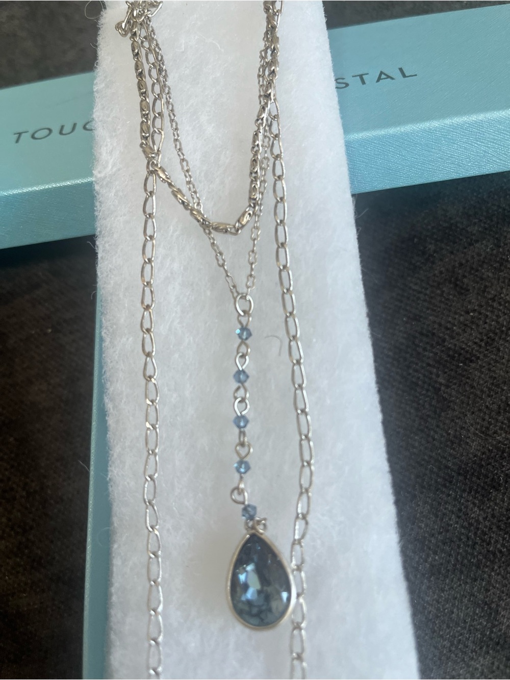 Touchstone Crystal Wrapped Up Necklace with Montana Blue Teardrop Pendant